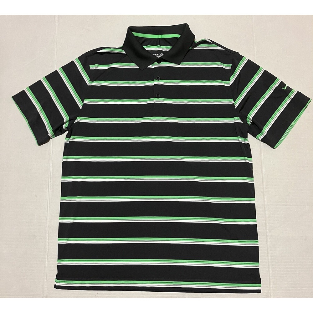 Nike Men’s Black & Green Striped Polo Shirt
